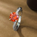 wholesale Sterling Silver 2024S925 Simulated Diamond 70mm Round Fanta Orange Ring Women's-0-3