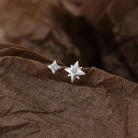 wholesale 925 Sterling Silver Star Mini Asymmetric Earrings For Healing Ear Piercings, Sleep Without Removal, Small Batch Design-Silver S999 sterling silver (marked S999)