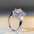 wholesale Sterling Silver 5ct Lavender Purple High CZ Radiant Cut Zircon Ring for Women-0-2