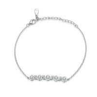 wholesale 925 Sterling Silver Inlaid Zirconia Row Diamond Necklace Bracelet, Niche High-Endins-Platinum 925 silver