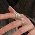 wholesale 925 Sterling Silver Textured Lava Multi-Layer Open Ring Women's Fashion Ins Niche Statement Ring High-End Sense Index Finger Ring-0-3