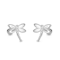 wholesale 925 Silver Chinese Style Earring Series For Women Screw-back Ear Cartilage Studs In Pure Silver Wholesale-Single Dragonfly Silver