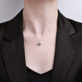 Sterling Silver 2-Carat Moissanite Necklace, Elegant Versatile Collarbone Chain, Tarnish-Free, TikTok Viral Item-0-2
