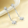 wholesale Metal: 925 Sterling Silver Zircon Octagram Star Earrings for Women, Long Minimalist Design, High-End Style-0-3