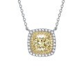 wholesale [Electroplated White Gold] Stumu Jewelry New Yellow Diamond 8*8 Fancy Square High Carbon Diamond Electric Gold Necklace Luxurious Micro-Set Pendant for Women-0-4