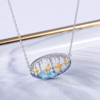 wholesale S925 Sterling Silver Ice Wilderness Necklace Design Sense Natural Colored Gemstone Jewelry Women's Amethyst Topaz Pendant-Ice Whisper Wild Amethyst Necklace 925 Silver