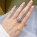 wholesale S925 Silver New High Carbon Diamond 5 Carat Square Cushion Cut Yellow Pink Simulated Diamond Ring for Women-0-3