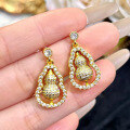 wholesale S925 silver red gold dual-tone rotating double-sided hulu earrings for women, lightweight luxury retro design-0-0