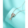 wholesale 925 Sterling Silver Necklace for Women, Small and Unique Design, Japanese and Korean Style Minimalist Rose Gold Plated Diamond Hot Air Balloon Pendant Collarbone Chain-0-1