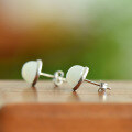 wholesale 925 Silver Inlaid New Chinese Minimalist Ancient Style Cabochon Jade Earrings with Certificate, Semi-Circular Hetian Jade Earrings-0-3