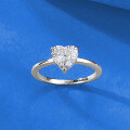 wholesale Metal material, Zhuo Zhifan jewelry style, 7*7mm heart-shaped white diamond elegant wedding ring for women, daily fashion versatile-0-2