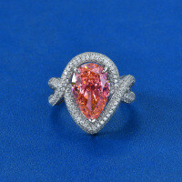 wholesale Platinum, 9-carat oval-shaped color-changing Padparadscha sapphire, 9*14, high-carbon diamond, ice flower cut ring, size 5-9-Pink 9*14【R-2413】 8