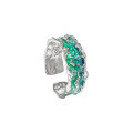 wholesale S925 Sterling Silver 1809 Niche Design Irregular Textured Luxury Blue-Green Drip Glaze Ring for Women-0-5