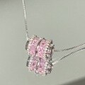 wholesale 925 Sterling Silver Pink Diamond Waist Pendant Necklace for Women, Barrel Bead Collarbone Chain, Small Niche Design with a High-End and Exquisite Ins Style-0-0