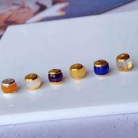 wholesale Gold-plated silver with natural crystal spacer beads DIY bracelet necklace accessory hand-woven cord ornament old-fashioned beads-One lapis lazuli