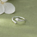 wholesale S925 Sterling Silver Fresh and Sweet Ins Style Niche Design Exquisite Leaf-set Diamond Tail Ring J2505-0-2
