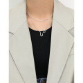 wholesale S925 Sterling Silver 325 Korean Version High-End Sense Collarbone Chain Ins Niche Dark Geometry Line Design Necklace for Women-0-3