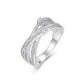 925 Silver Moissanite Ring, Woven Crossed Wire Brushed Fourfold Fate New European Style Jewelry-0-3