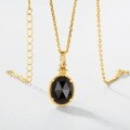 wholesale S925 silver gold-plated minimalist Japanese-style fashion double-sided smoky quartz pendant choker necklace for women wholesale-0-1