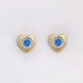 wholesale S925 Gold-Plated French Light Luxury Two-Tone Heart-Shaped Blue Opal Wire Drawing Process Earrings-0-0