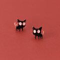 wholesale S925 Sterling Silver Korean Style Minimalist Fashion Black Cat Stud Earrings Summer Fresh Student Ear Jewelry M00657-0-2