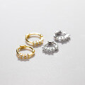 wholesale Sterling Silver S925 Korean Minimalist Style Three-Stone Ear Studs for Women, Elegant and Petite G9046-0-0