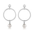 wholesale 925 Sterling Silver Fashion Earrings for Women, Elegant and High-End Minimalist Pearl Hoop Earrings – Wholesale-0-0