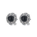 wholesale S925 Sterling Silver Korean-style Creative Inlaid Black Onyx Daisy Earrings Trendy Design Elegant Ear Clips-0-4