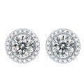 wholesale S925 Sterling Silver Women's New Round Stud Earrings with Moissanite, Elegant Wedding Gift, Direct from Source, Ready to Ship-0-4