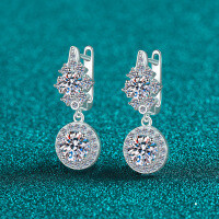 S925 Sterling Silver Moissanite Earrings for Women, Minimalist Round Stud Earrings-5mm + 6.5mm zircon  925 silver