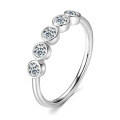 S925 Silver Seven-Flower Semi-Ring with Moissanite-0-10