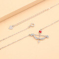 wholesale Sterling Silver Cupid's Arrow Heart Pendant Necklace, One Arrow Pierces the Heart Delicate Collarbone Chain for Women, Luxurious Valentine's Day Gift-0-2
