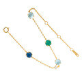 wholesale S925 Silver Plated with 14k Gold, French Retro-Style Niche Green Chrysoprase and White Shell Bracelet-0-0