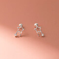 wholesale S925 Sterling Silver Sweet and Lovely Single Diamond Star Threaded Ear Stud Design Earrings for Women M05284-0-0