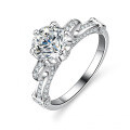 925 Sterling Silver Moissanite Six-Prong Classic Proposal Ring for Women-0-2