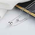 wholesale 925 Sterling Silver Minimalist Snake Chain Double-Layer Small Bead Necklace, Ins French Minimalist Style Versatile Snake Chain-0-3