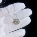 S925 Sterling Silver Moissanite Lace-Trimmed Hollow Pendant Fully-Set Floral Collarbone Necklace-0-1
