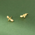 wholesale 925 Sterling Silver Fresh and Sweet Ins-style Small and Unique Design Brushed Bee Stud Earrings M06695-0-3
