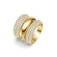 925 Silver Gold-Tone Stackable Rings, Ins Style, Hypoallergenic, Amazon Best-Seller, Customizable.-3-piece ring set with 254 moissanite stones  US size 8/Hong Kong size 17