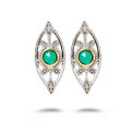 wholesale S925 silver green chalcedony white zircon earrings, a niche French vintage and light luxury style-0-0