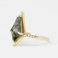 wholesale S925 Silver Plated 14K Gold French Light Luxury Retro Style Moss Agate Ring-0-4