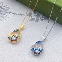 wholesale S925 Sterling Silver Chalcedony Drop Enamel Pearl Butterfly Necklace Fashion National Trend Style Niche Design Collarbone-Teardrop Jade Oval Necklace--Gold&gt;925 Silver