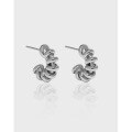 wholesale S925 Sterling Silver Korean Version Ins Small and Unique Design Minimalist Versatile Twisted Telephone Hoop C-Shaped Textured Earrings for Women-0-0