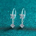 S925 Sterling Silver Full Moissanite Butterfly Earrings with Tassels-0-4