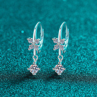 S925 Sterling Silver Full Moissanite Butterfly Earrings with Tassels-84 points Mozambique  925 silver