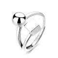 wholesale S925 Sterling Silver Irregular Cube Lucky Bead Ring, Ins Simple Daily Korean Style Versatile Index Finger Ring-0-4