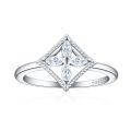 wholesale S925 silver European and American personality square diamond pure silver women's ring cold style marquise zircon four-leaf clover ring high version-0-0
