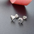 wholesale S925 Sterling Silver Korean and Japanese Style Sweet and Fresh Asymmetric Star and Moon Earrings, C-Shaped Moon High-End Earrings-0-1