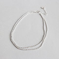 wholesale S925 Sterling Silver Korean Style Personalized Handmade Double Layer Beaded with Sparkling Beads Anklet Jewelry for Women-0-0