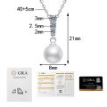 S925 Sterling Silver Moissanite French Pearl Vintage Pendant Necklace-0-4